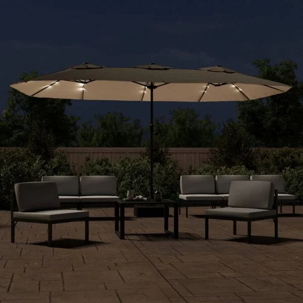 Parasol à double tête LED solaire
