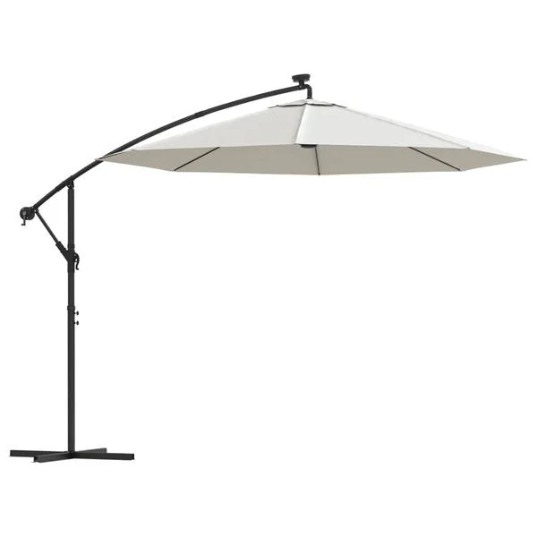 Parasol déporté LED solaire BLANC sable
