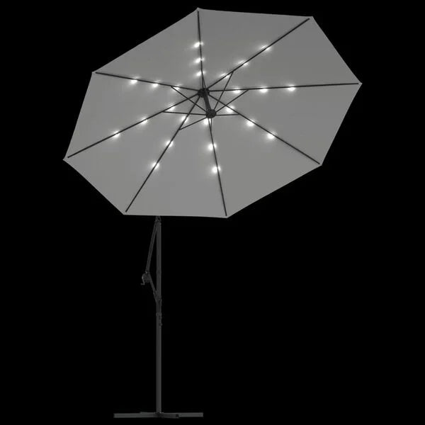 Parasol déporté LED solaire BLANC sable