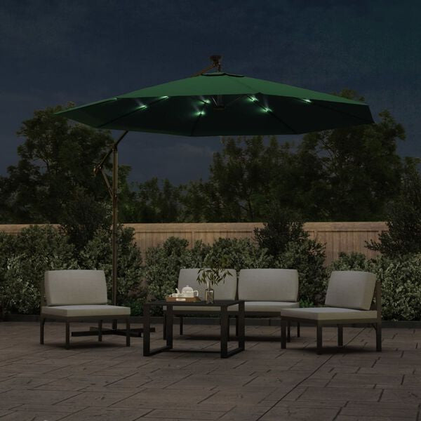 Parasol déporté LED solaire VERT
