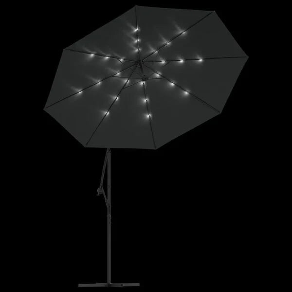 Parasol déporté LED solaire ANTHRACITE