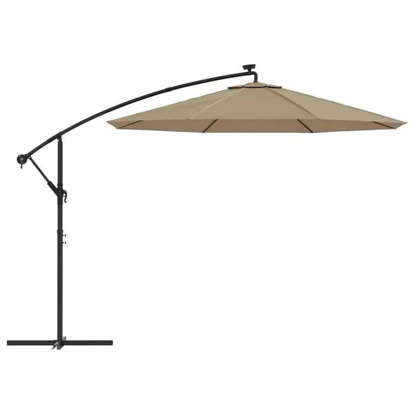 Parasol déporté LED solaire TAUPE
