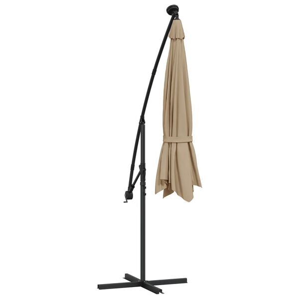 Parasol déporté LED solaire TAUPE