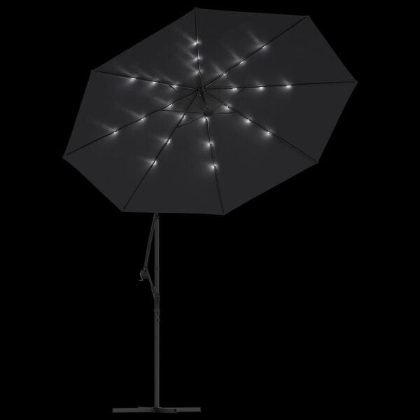 Parasol déporté LED solaire NOIR