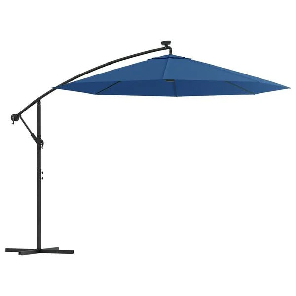Parasol déporté LED solaire BLEU azuré