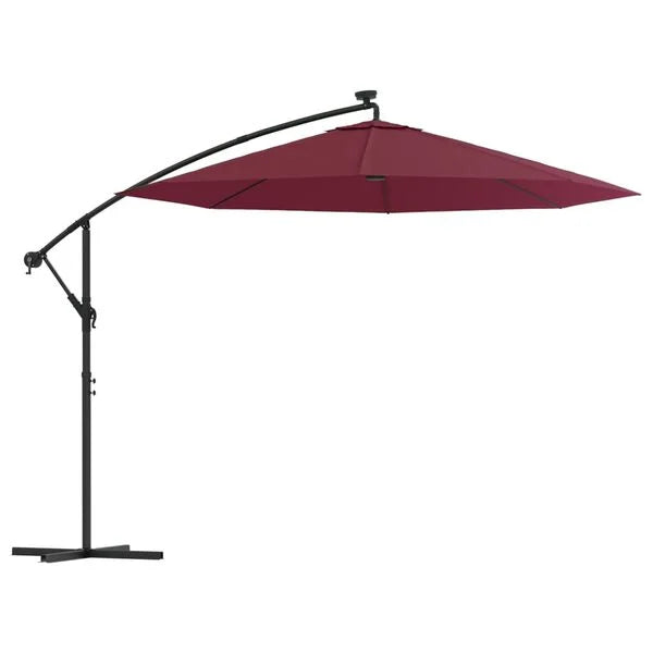 Parasol déporté LED solaire ROUGE