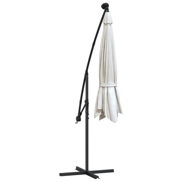 Parasol déporté LED solaire BLANC sable