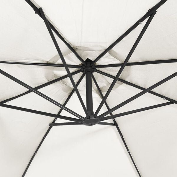 Parasol déporté LED solaire BLANC sable