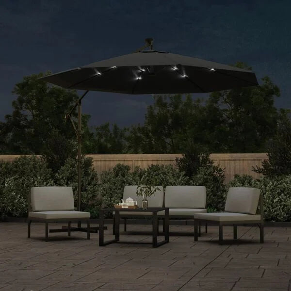 Parasol déporté LED solaire ANTHRACITE