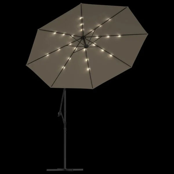 Parasol déporté LED solaire TAUPE