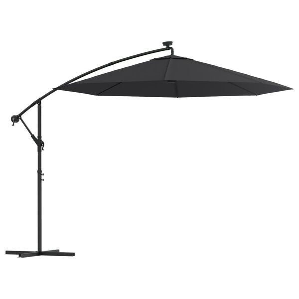 Parasol déporté LED solaire NOIR