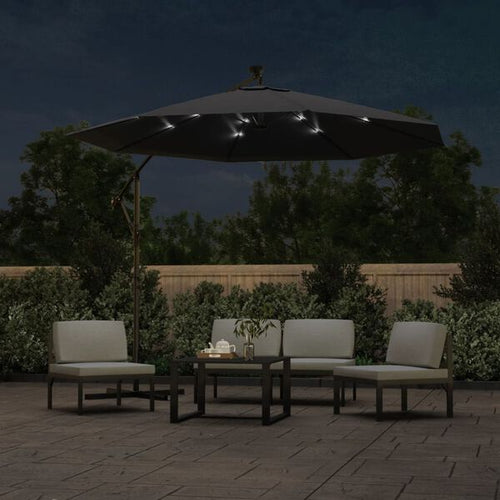 Parasol déporté LED solaire NOIR
