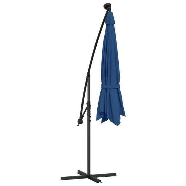 Parasol déporté LED solaire BLEU azuré