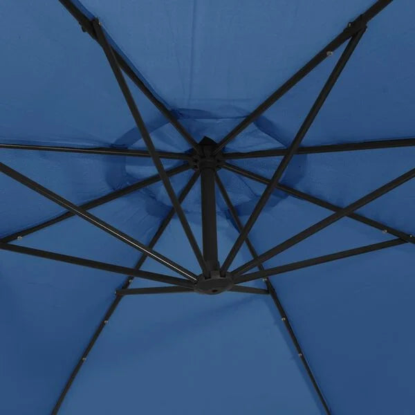 Parasol déporté LED solaire BLEU azuré