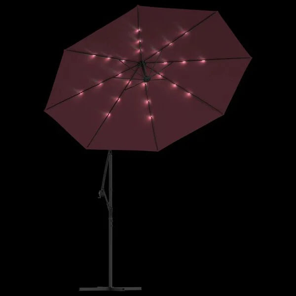 Parasol déporté LED solaire ROUGE