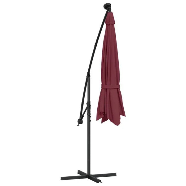 Parasol déporté LED solaire ROUGE