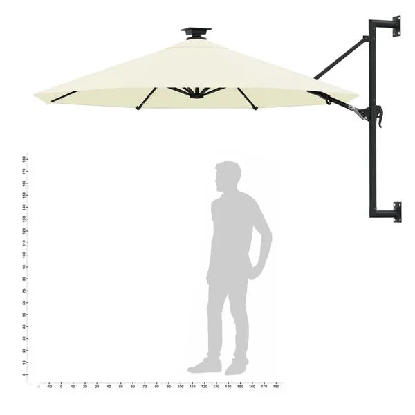 Parasol mural LED solaire BLANC sable