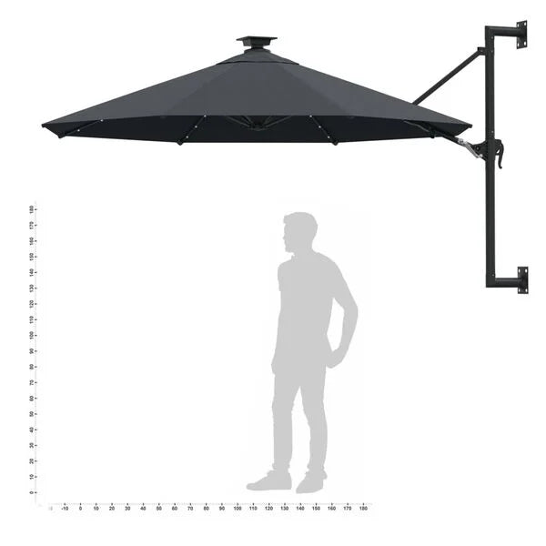 Parasol mural LED solaire ANTHRACITE