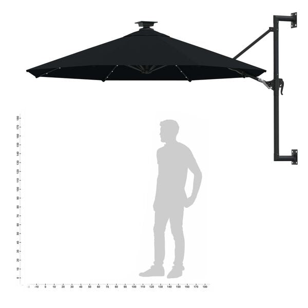 Parasol mural LED solaire NOIR