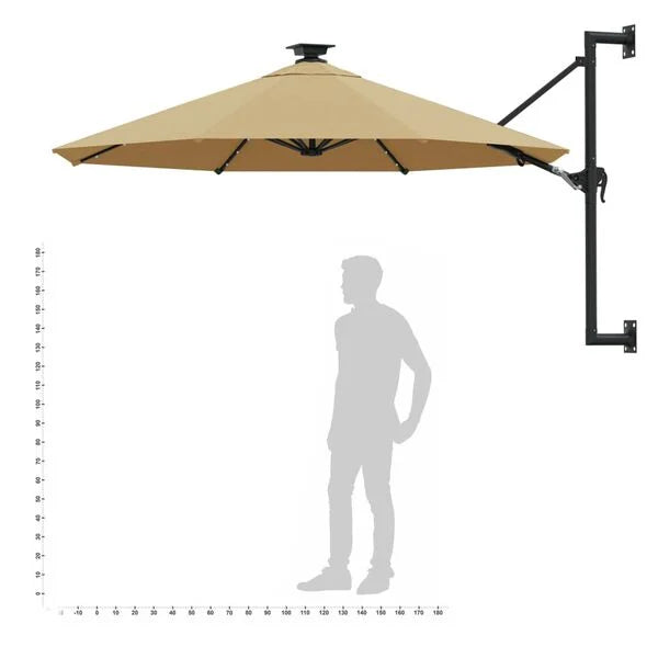 Parasol mural LED solaire TAUPE