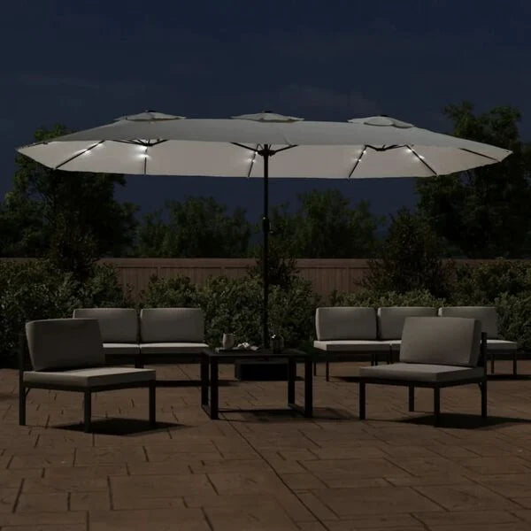 Parasol à double tête LED solaire BLANC sable