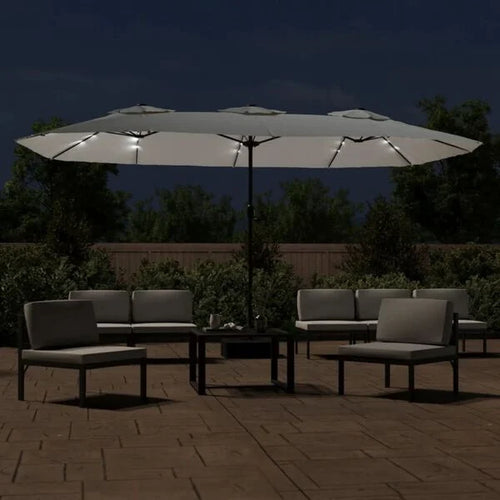 Parasol à double tête LED solaire BLANC sable