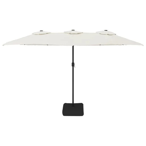 Parasol à double tête LED solaire BLANC sable