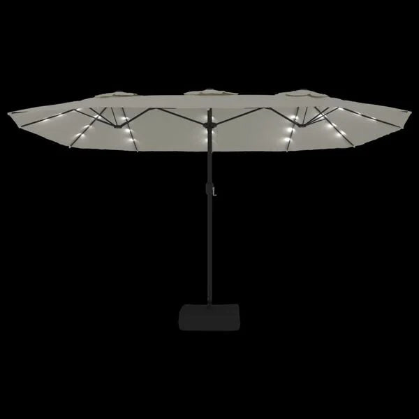 Parasol à double tête LED solaire BLANC sable