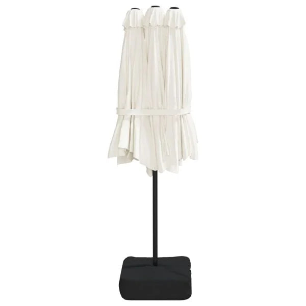 Parasol à double tête LED solaire BLANC sable