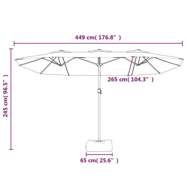Parasol à double tête LED solaire NOIR