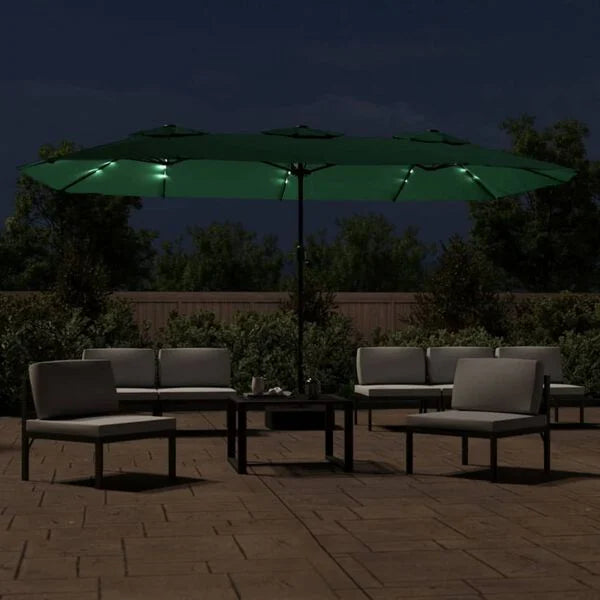 Parasol à double tête LED solaire VERT