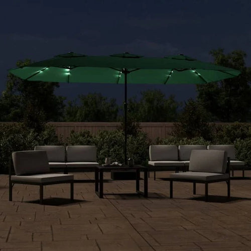 Parasol à double tête LED solaire VERT