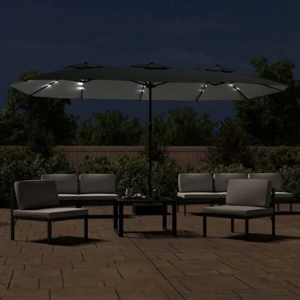 Parasol à double tête LED solaire ANTHRACITE