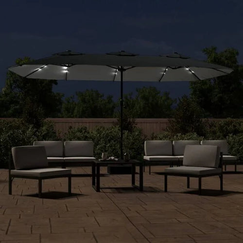 Parasol à double tête LED solaire ANTHRACITE