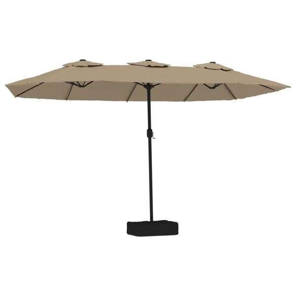 Parasol à double tête LED solaire TAUPE