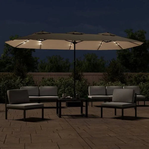 Parasol à double tête LED solaire TAUPE