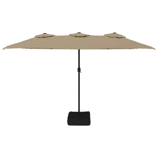 Parasol à double tête LED solaire TAUPE