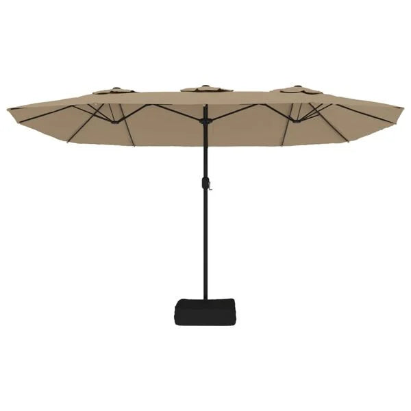 Parasol à double tête LED solaire TAUPE