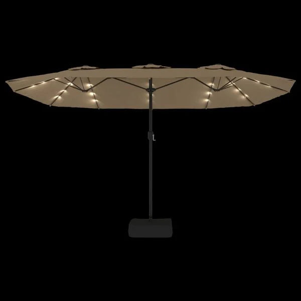 Parasol à double tête LED solaire TAUPE