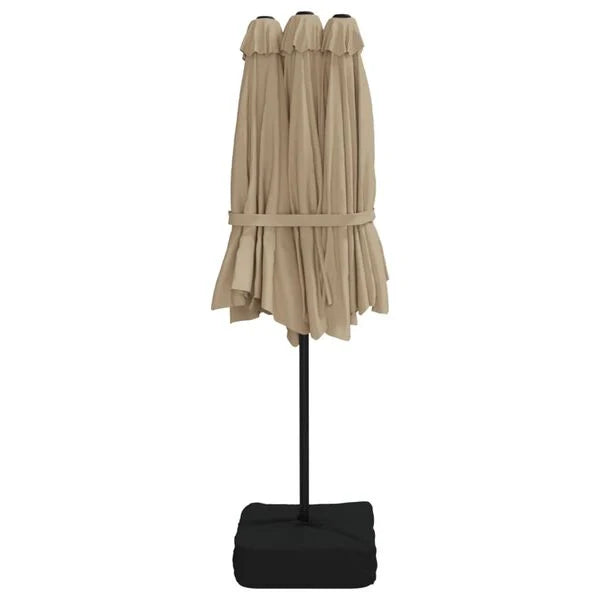 Parasol à double tête LED solaire TAUPE
