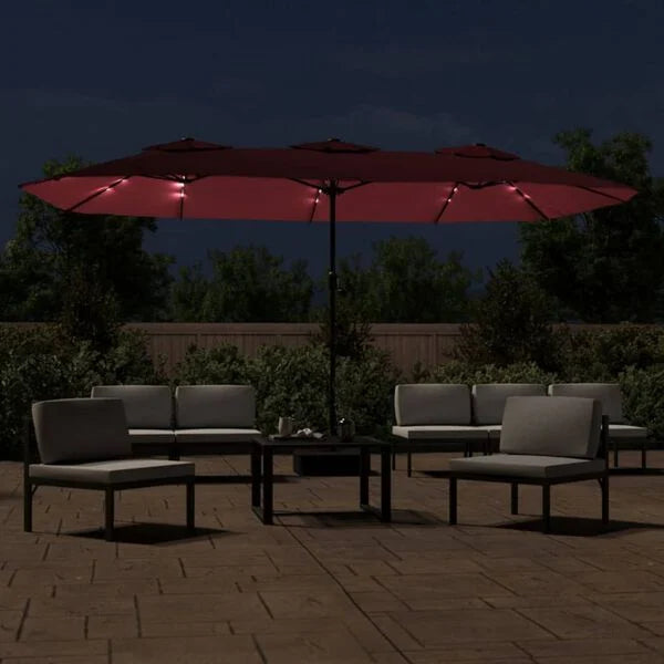 Parasol à double tête LED solaire ROUGE