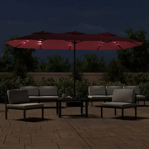 Parasol à double tête LED solaire ROUGE