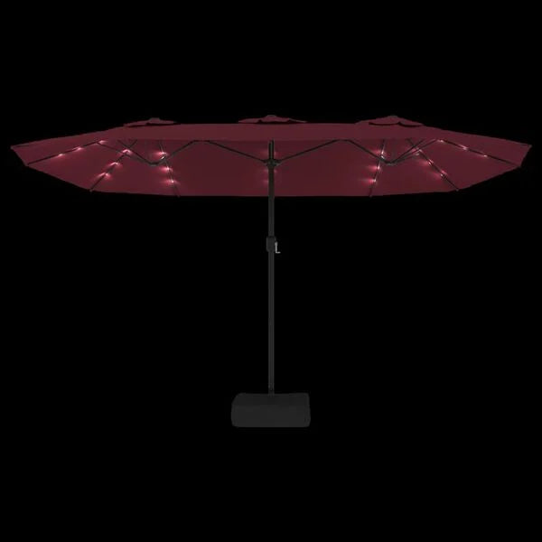 Parasol à double tête LED solaire ROUGE