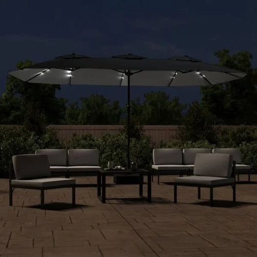 Parasol à double tête LED solaire NOIR