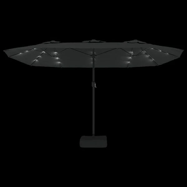 Parasol à double tête LED solaire NOIR