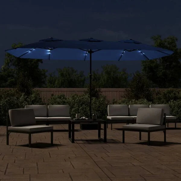 Parasol à double tête LED solaire BLEU azuré