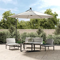 Parasol déporté LED solaire blanc sable 300cm - Maison Azuro