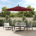 Parasol déporté LED solaire rouge 300cm - Maison Azuro