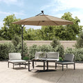 Parasol déporté LED solaire taupe 300cm - Maison Azuro