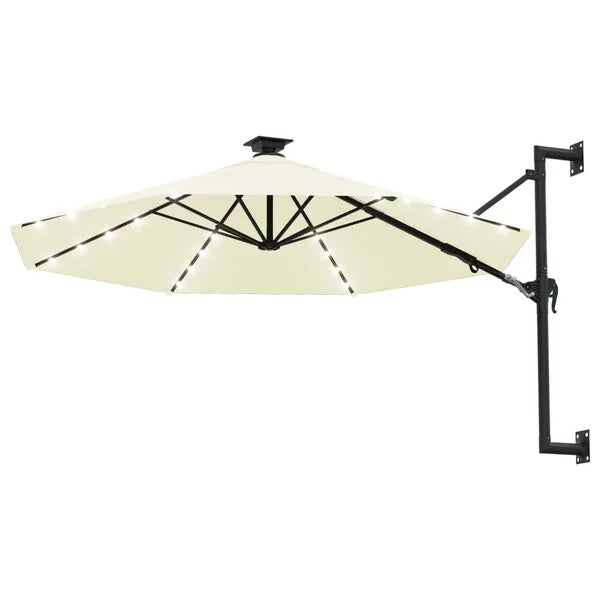 Parasol mural LED solaire blanc sable 300cm - Maison Azuro